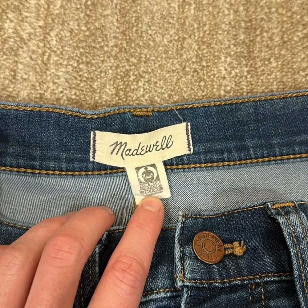 Madewell High Rise Blue Jeans Denim Raw Hem Stretch Shorts Women Size 26